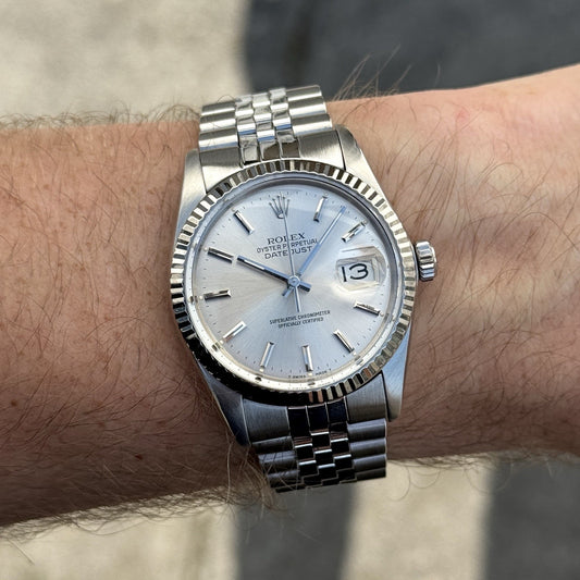 ROLEX Datejust 36 Silver Dial 18ct Bezel 1988 [REF. 16014]