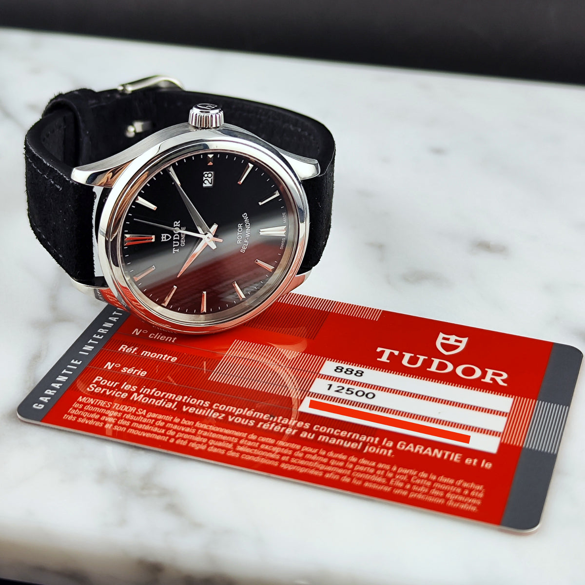 Tudor Genéve Black Dial Papers 2015 Serviced 10/2026 – Zifferblatt mit Garantiekarte