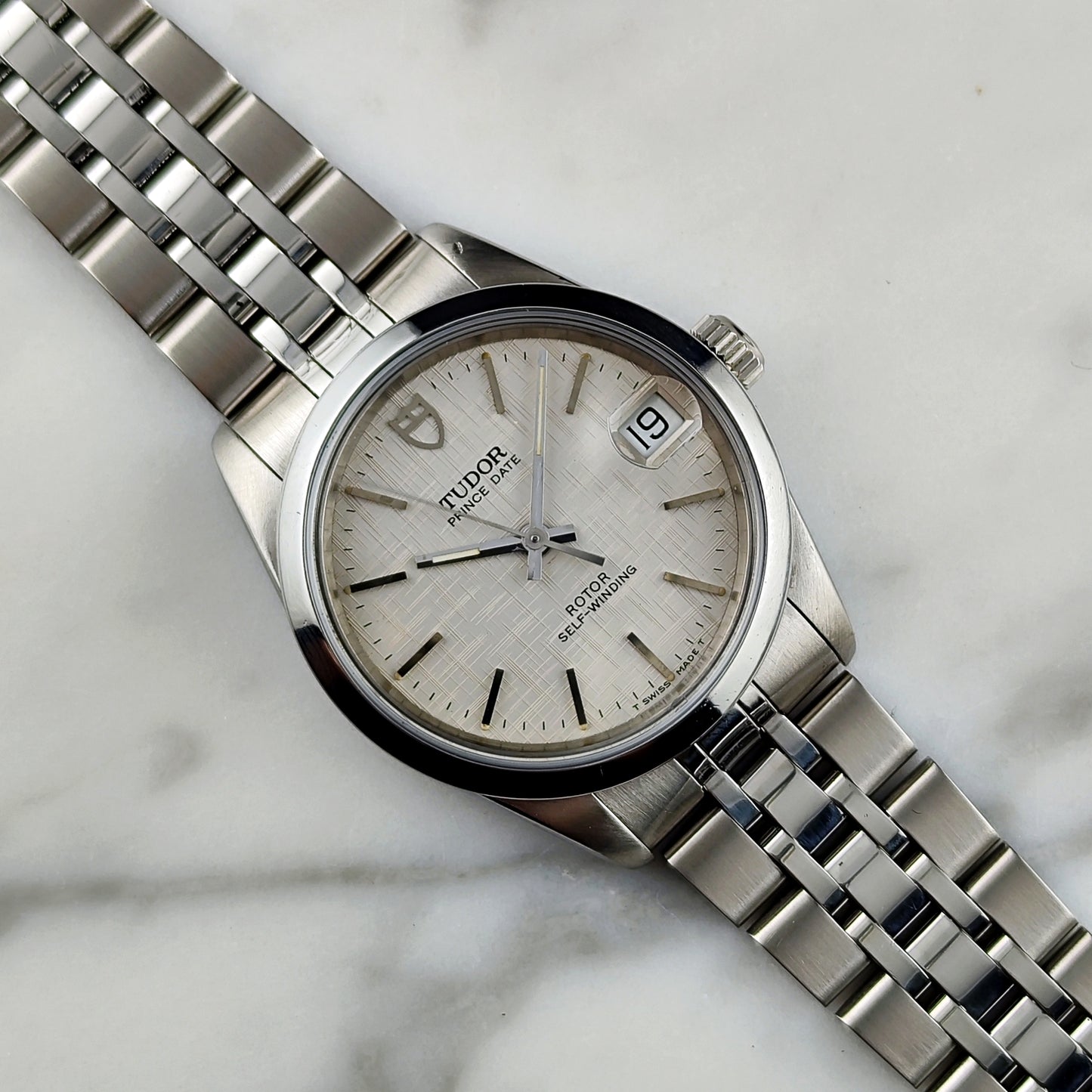 TUDOR Prince Date Rare Linen Dial Steel 1999 with Box [REF. 72034]