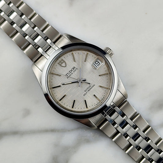 TUDOR Prince Date Rare Linen Dial Steel 1999 with Box [REF. 72034]