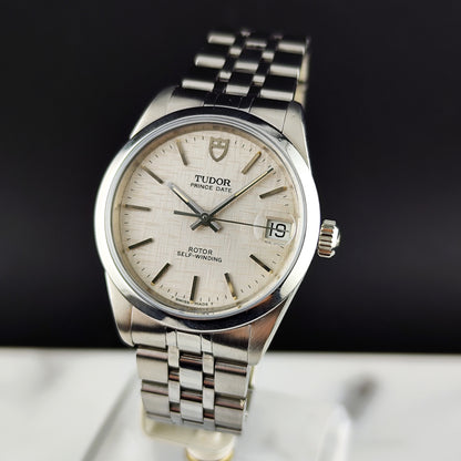 TUDOR Prince Date Rare Linen Dial Steel 1999 with Box [REF. 72034]