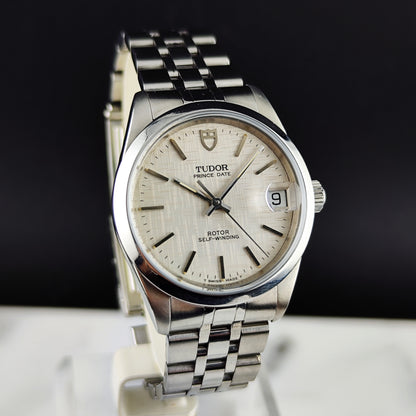 TUDOR Prince Date Rare Linen Dial Steel 1999 with Box [REF. 72034]