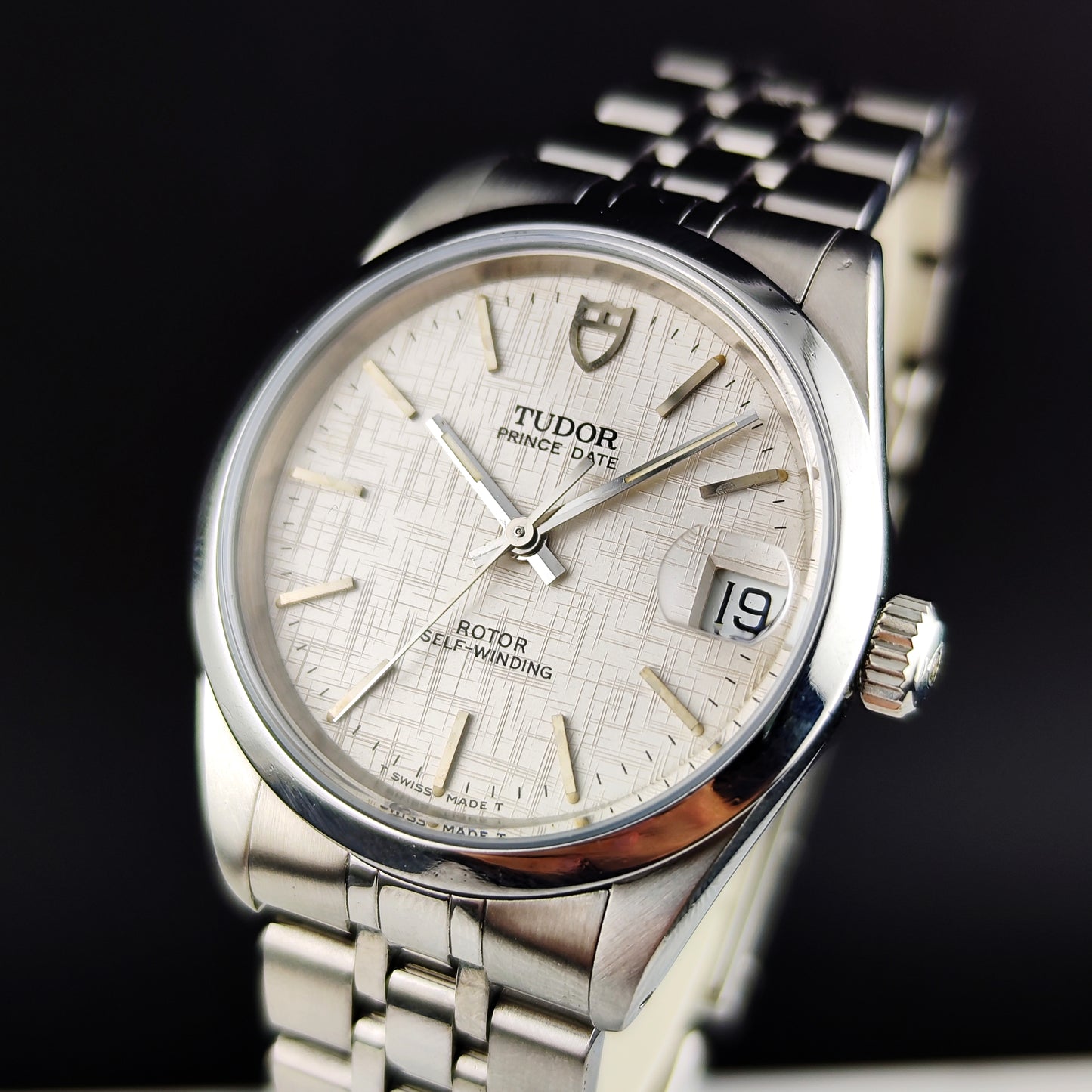 TUDOR Prince Date Rare Linen Dial Steel 1999 with Box [REF. 72034]