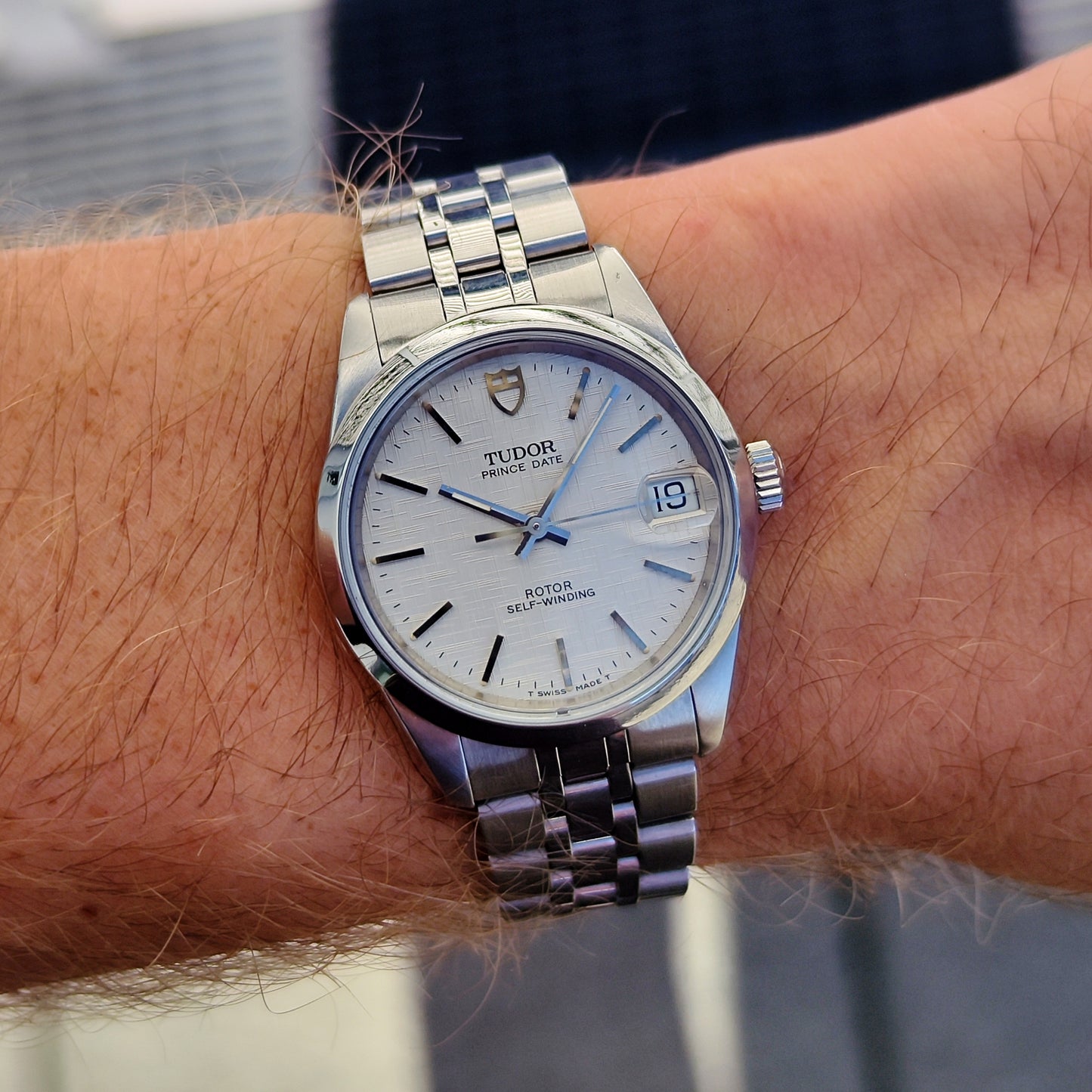 TUDOR Prince Date Rare Linen Dial Steel 1999 with Box [REF. 72034]