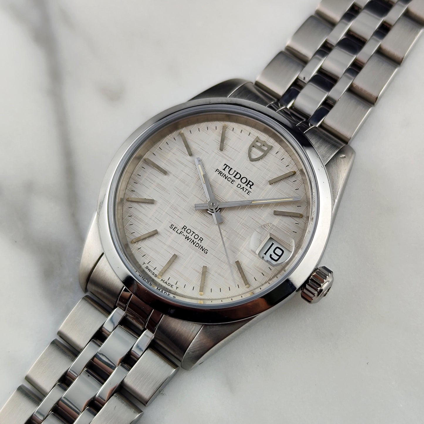 TUDOR Prince Date Rare Linen Dial Steel 1999 with Box [REF. 72034]