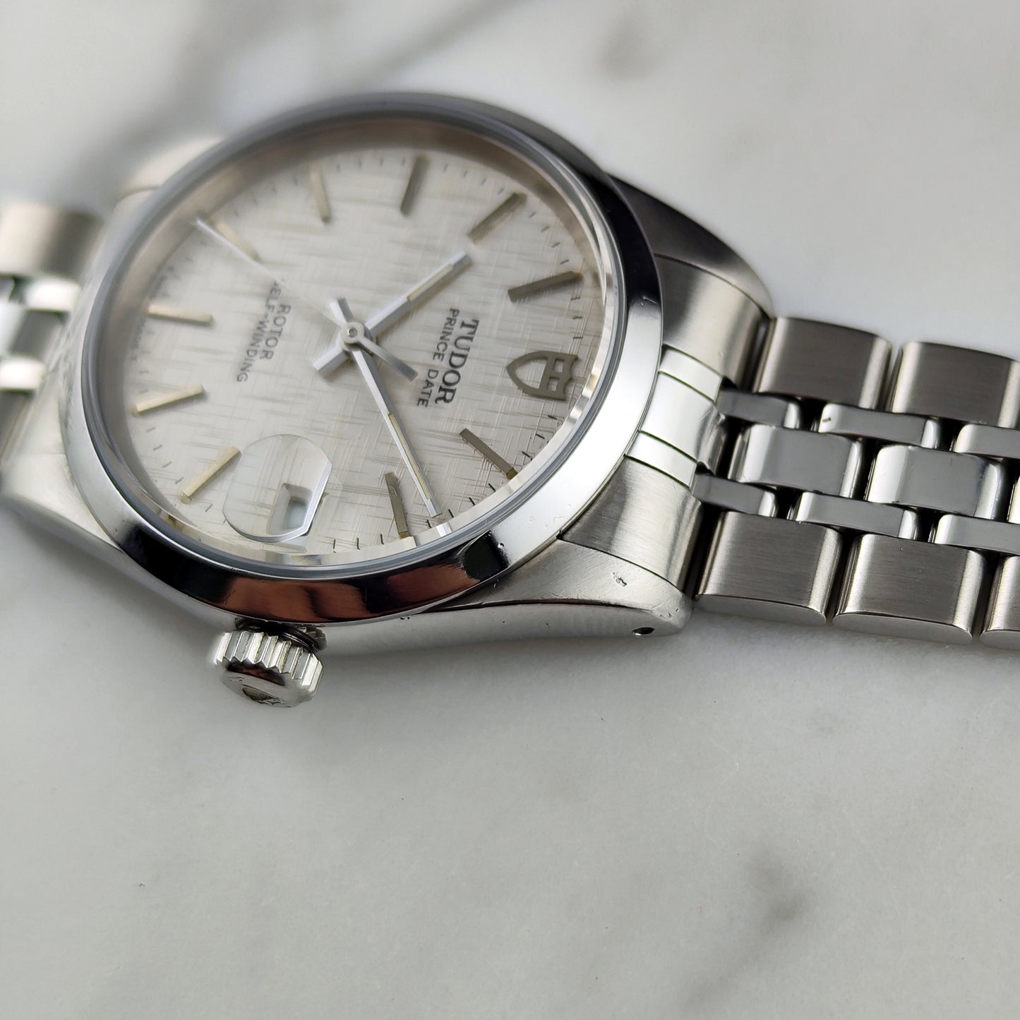 TUDOR Prince Date Rare Linen Dial Steel 1999 with Box [REF. 72034]