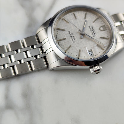 TUDOR Prince Date Rare Linen Dial Steel 1999 with Box [REF. 72034]
