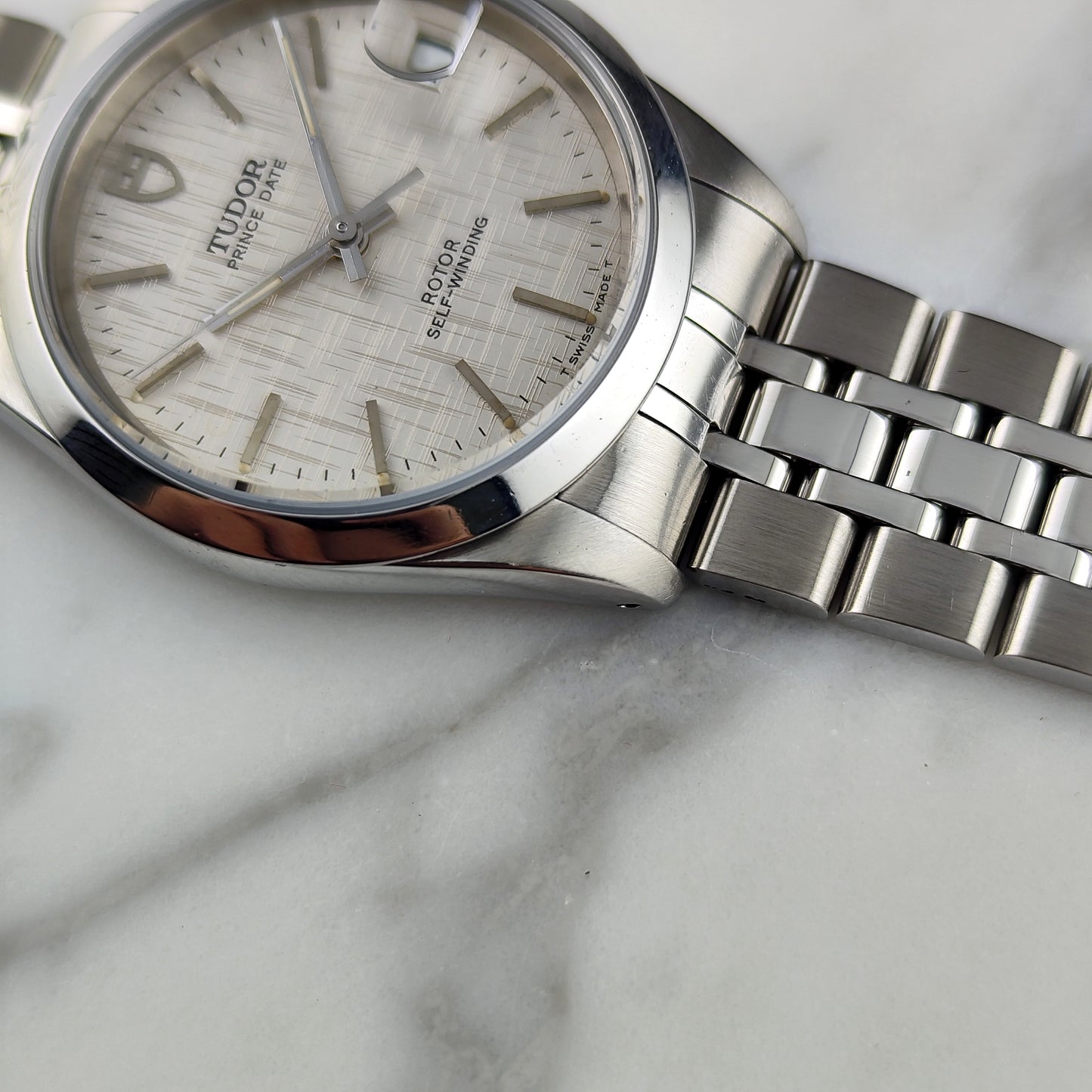 TUDOR Prince Date Rare Linen Dial Steel 1999 with Box [REF. 72034]