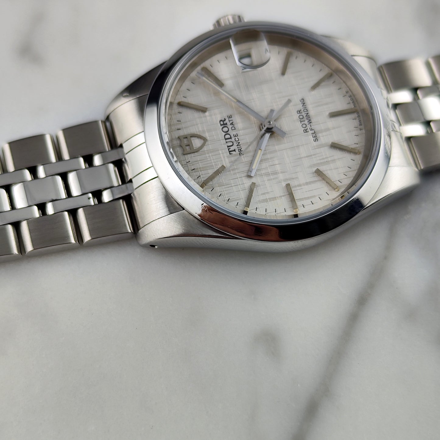 TUDOR Prince Date Rare Linen Dial Steel 1999 with Box [REF. 72034]