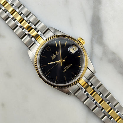 Tudor Prince Date Black Dial Two-Tone Steel Gold Papers 2000 Serviced 08/2026 [REF. 72033]
