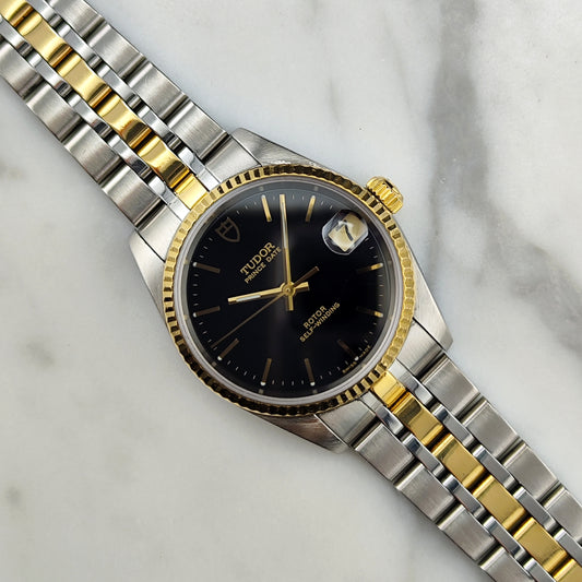 Tudor Prince Date Black Dial Two-Tone Steel Gold Papers 2000 Serviced 08/2026 [REF. 72033]