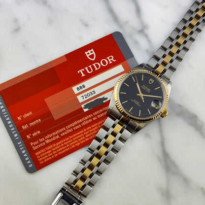 Tudor Prince Date Black Dial Two-Tone Steel Gold Papers 2000 Serviced 08/2026 [REF. 72033]