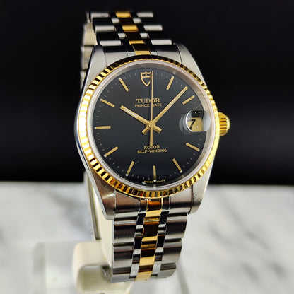 Tudor Prince Date Black Dial Two-Tone Steel Gold Papers 2000 Serviced 08/2026 [REF. 72033]