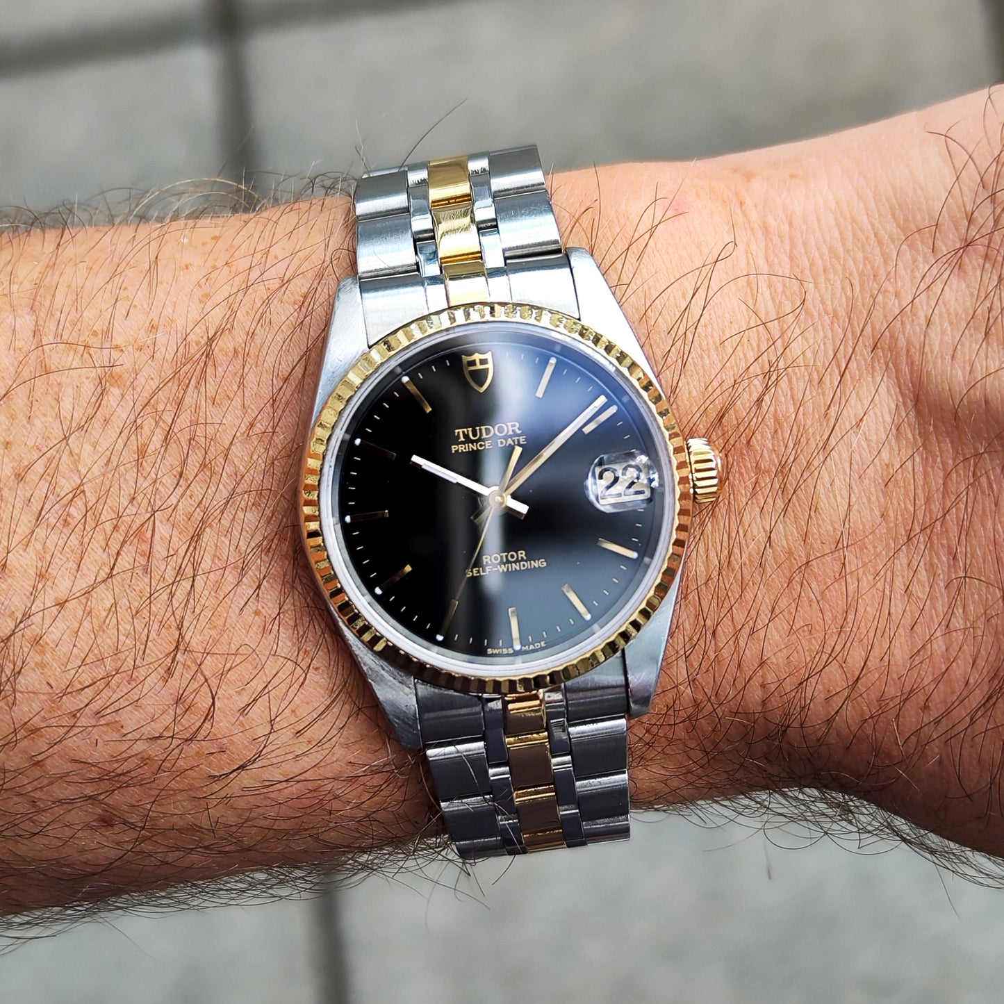 Tudor Prince Date Black Dial Two-Tone Steel Gold Papers 2000 Serviced 08/2026 [REF. 72033]