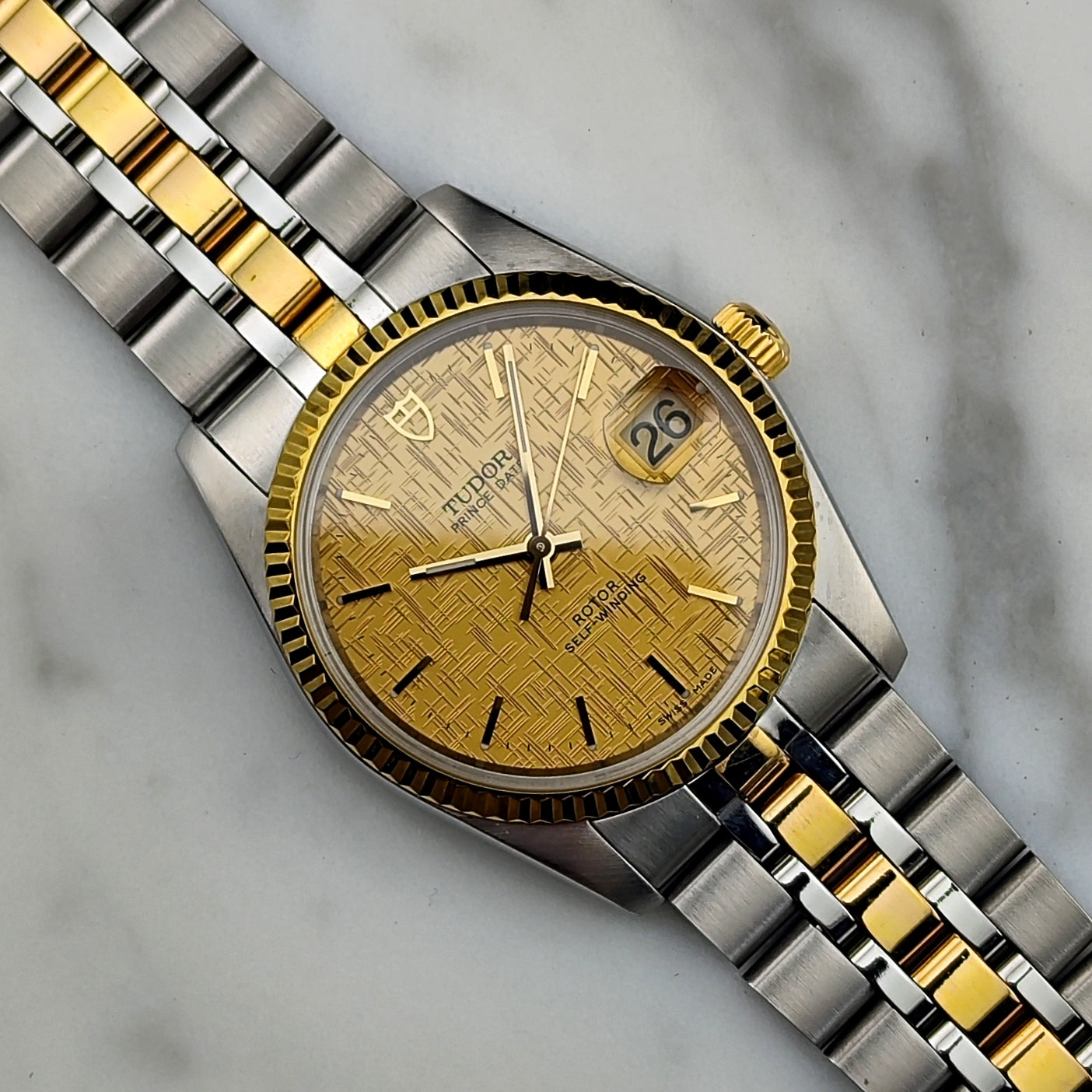 TUDOR Prince Date Two-Tone Special Linen Dial Serviced 12/2025 [REF. 74033]