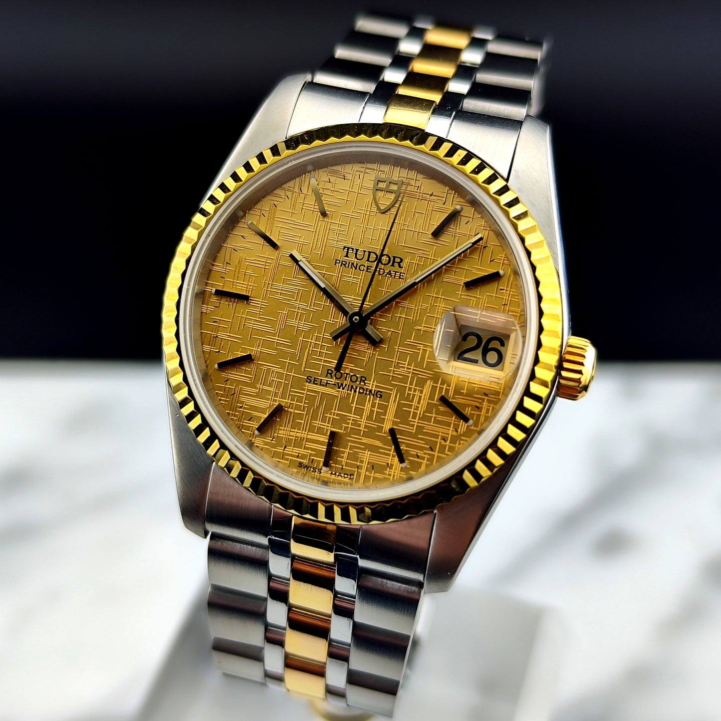 TUDOR Prince Date Two-Tone Special Linen Dial Serviced 12/2025 [REF. 74033]