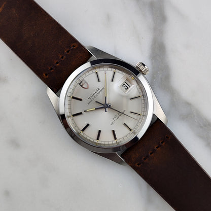 Tudor Prince Oysterdate Silver Dial date 1969 – Schrägansicht mit Zifferblatt und Krone