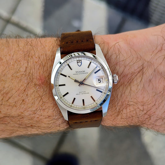 Tudor Prince Oysterdate Silver Dial date 1969 – Am Handgelenk mit braunem Lederband